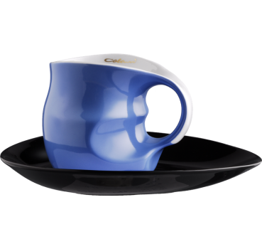 Luigi Colani Porzellan Kaffee - Cappuccino Tasse color blue 2 tlg.