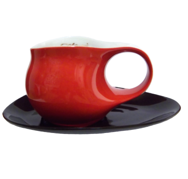 Luigi Colani Porzellan Espresso Tasse rot / schwarz