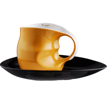 Luigi Colani Porzellan Kaffee - Cappuccino Tasse color orange 2 tlg.