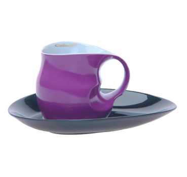 Luigi Colani Porzellan Kaffee - Cappuccino Tasse violett 2 tlg.