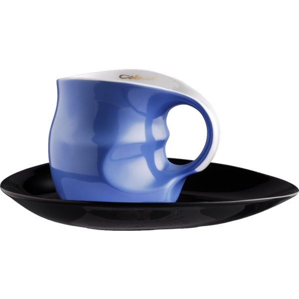 Luigi Colani Porzellan Kaffee - Cappuccino Tasse color blue 2 tlg.