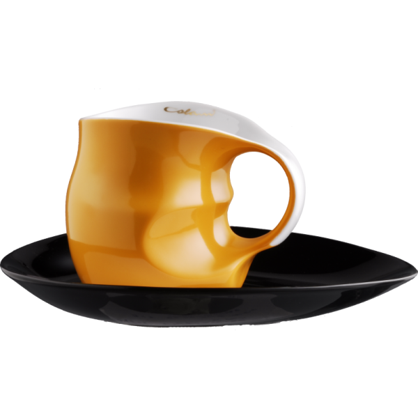 Luigi Colani Porzellan Kaffee - Cappuccino Tasse color orange 2 tlg.